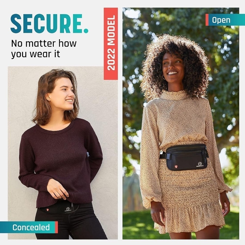 Money Belt RFID Slim Passport Holder Unisex Travel Wallet Fanny Pack Waist Bag